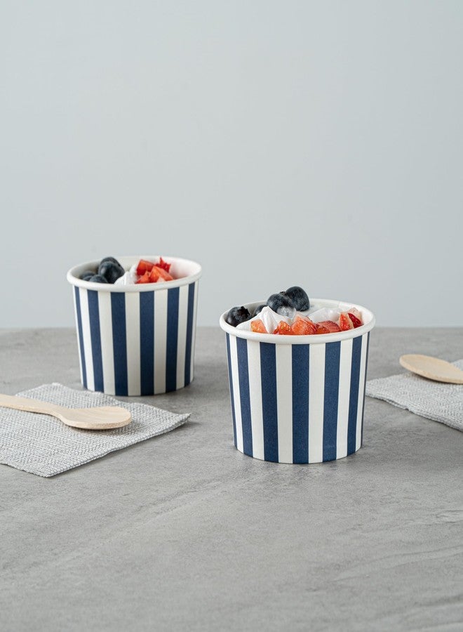 Restaurantware Coppetta 3-Ounce Dessert Cups, 200 Disposable Ice Cream Cups - Lids Sold Separately, Sturdy, Blue And White Paper FroYo Bowls, Striped, For Hot And Cold Foods, Perfect For Gelato - Image 4