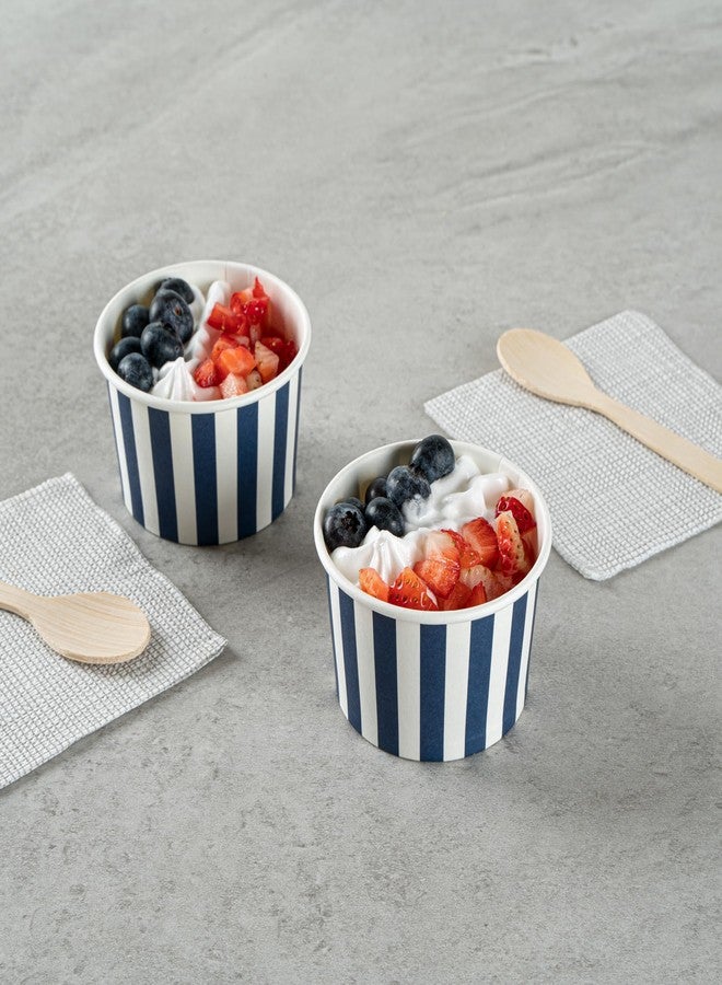 Restaurantware Coppetta 3-Ounce Dessert Cups, 200 Disposable Ice Cream Cups - Lids Sold Separately, Sturdy, Blue And White Paper FroYo Bowls, Striped, For Hot And Cold Foods, Perfect For Gelato - Image 3