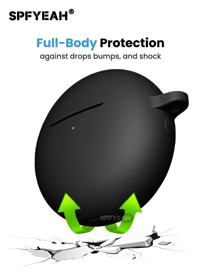 اس بي اف يا. جراب سماعات هواوي فري بودز 7i، جراب سيليكون ناعم مع حلقة مفاتيح ومجموعة تنظيف وحزام مغناطيسي مضاد للضياع، مؤشر LED أمامي مرئي، غطاء واقٍ مقاوم للصدمات لسماعات هواوي فري بودز 7i (2025)، أسود - Image 4