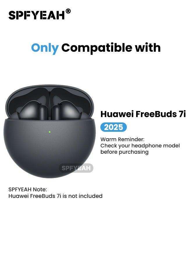 اس بي اف يا. جراب سماعات هواوي فري بودز 7i، جراب سيليكون ناعم مع حلقة مفاتيح ومجموعة تنظيف وحزام مغناطيسي مضاد للضياع، مؤشر LED أمامي مرئي، غطاء واقٍ مقاوم للصدمات لسماعات هواوي فري بودز 7i (2025)، أسود - Image 2