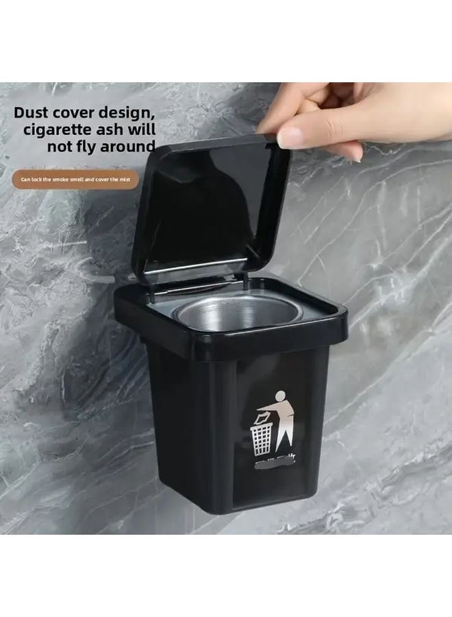 Green Wall Mounted Trash Bin With Lid Space Saving Anti Fly Ash Design For Kitchen Bathroom Office - Image 4