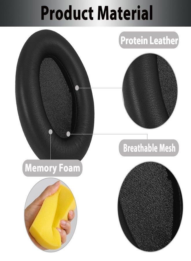 Adhiper WH-1000XM3 Replacement Ear Pads, Softer Protein Leather Ear Pads Cushions for Sony WH-1000XM3(WH1000XM3) Noise Canceling Headphones with High-Density Mmory Foam, Added Thickness (Black) - Image 3