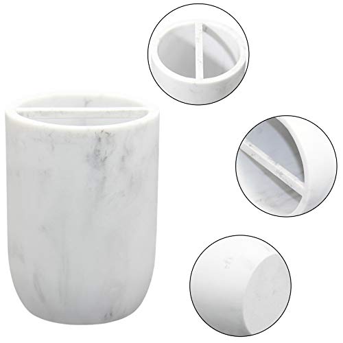 Cerpourt Toothbrush Holder Polyresin Toothbrush Organizer Stand,Multi-Functional Toothpaste Holder Makeup Brushes Cup Razors Holder for Bathroom Vanity Countertop,Ideal for Home, Hotel (Marble Style) (1Pack) - Image 4