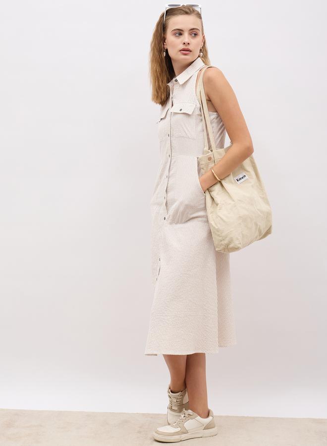 Styli Striped Sleeveless Dress - Image 1