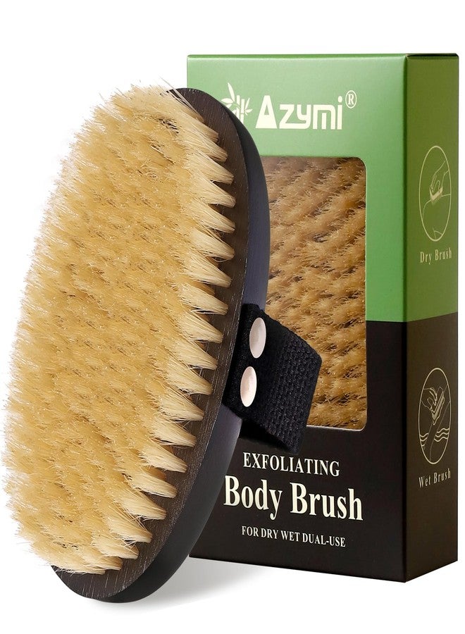 Azymi Dry Brushing Body Brush for Lymphatic Drainage, Azymi Shower Bath Brush 100% Natural Thick Bristles Exfoliate Dead Skin, Detoxify, Improve Blood Circulation, Dry & Wet Brush Dual-Use 1-Pack Oval - Image 1