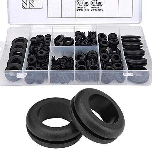 Wolfride 180Pcs Rubber Grommet Assortment Kit O Ring Washer Set Rubber Wire Grommets| 1/4", 5/16", 3/8", 7/16", 1/2", 5/8", 7/8", 1" - Image 1