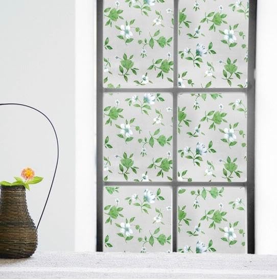 SUNBIRD Frosted Glass Window Film Decorative Non-Adhesive Bathroom Privacy Stained Glass Window Sticker for Home and Office, (12in x 2 ft, Jasmine White) - Image 3