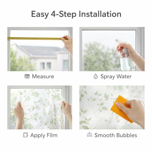 SUNBIRD Frosted Glass Window Film Decorative Non-Adhesive Bathroom Privacy Stained Glass Window Sticker for Home and Office, (12in x 2 ft, Jasmine White) - Image 5
