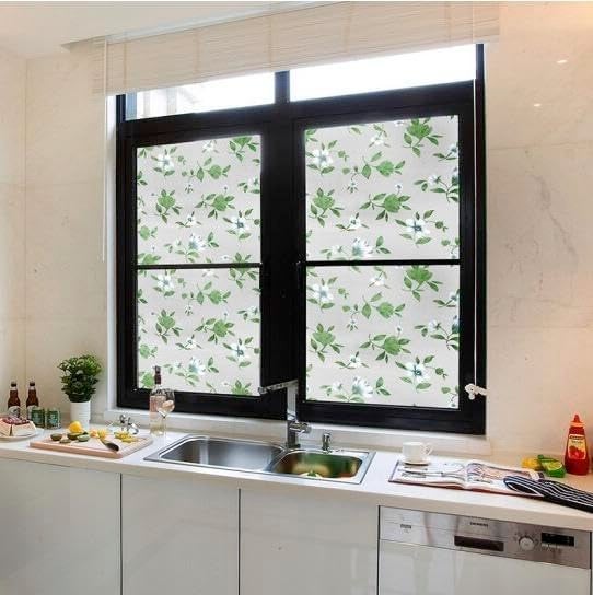 SUNBIRD Frosted Glass Window Film Decorative Non-Adhesive Bathroom Privacy Stained Glass Window Sticker for Home and Office, (12in x 2 ft, Jasmine White) - Image 4
