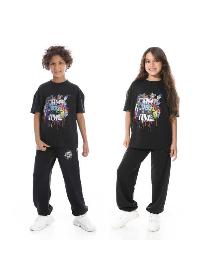 Red Circle Front Printed Pajama Set With Pant 1430u - Image 1