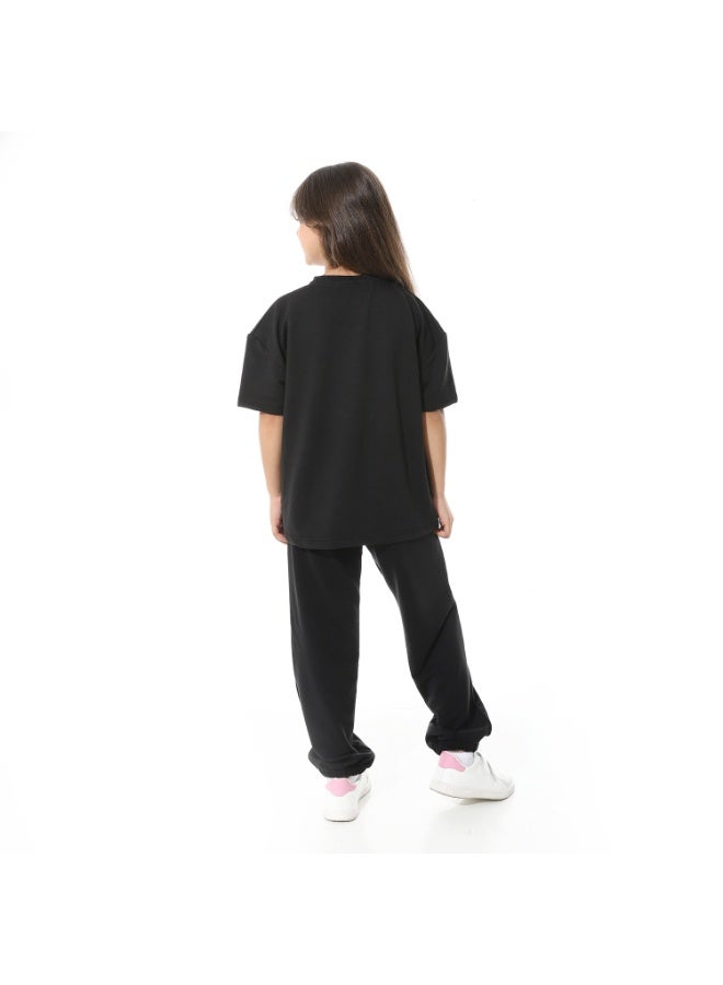 Red Circle Front Printed Pajama Set With Pant 1430u - Image 4