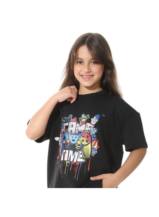 Red Circle Front Printed Pajama Set With Pant 1430u - Image 5