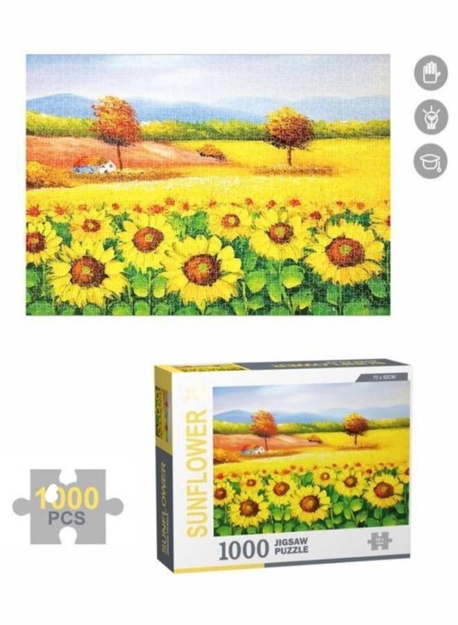 1000 Piece Sunflower Field Jigsaw Puzzle with Unique Artwork for Kids And Adults - Image 2