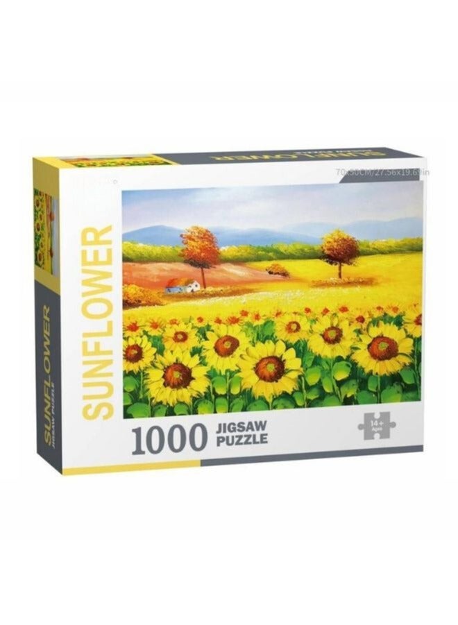 1000 Piece Sunflower Field Jigsaw Puzzle with Unique Artwork for Kids And Adults - Image 1