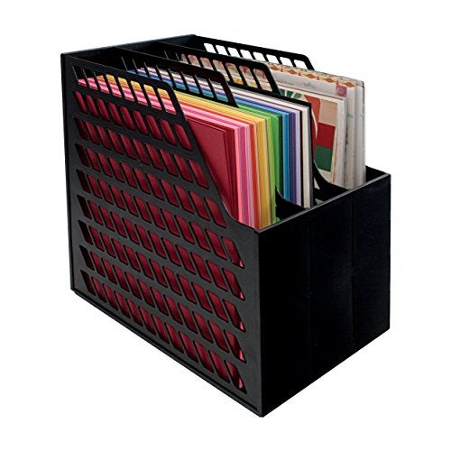 Advantus Storage Studios Easy Access Paper Holder with 3-Slots, 9.5 x 13.5 x 14.5 Inches, Black (CH92579) - Image 1