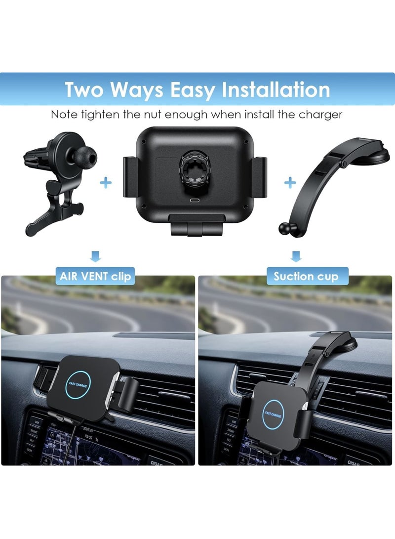 SYOSI Dual Coils Fast Wireless Car Charger for Z Fold 4/3 Car Mount 15W Smart Qi Car Holder for Air Vent Dashboard Compatible with Samsung Galaxy Z Fold 4/3/2, iPhone 14/13/Samsung S22 Ultra/S21 - Image 3