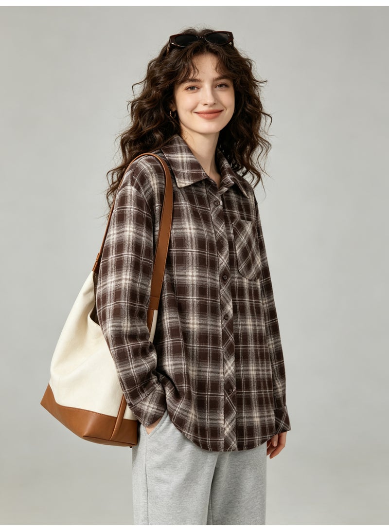 زارا Zara loose shoulder long sleeve leisure lapel pocket coat shirt - Image 3