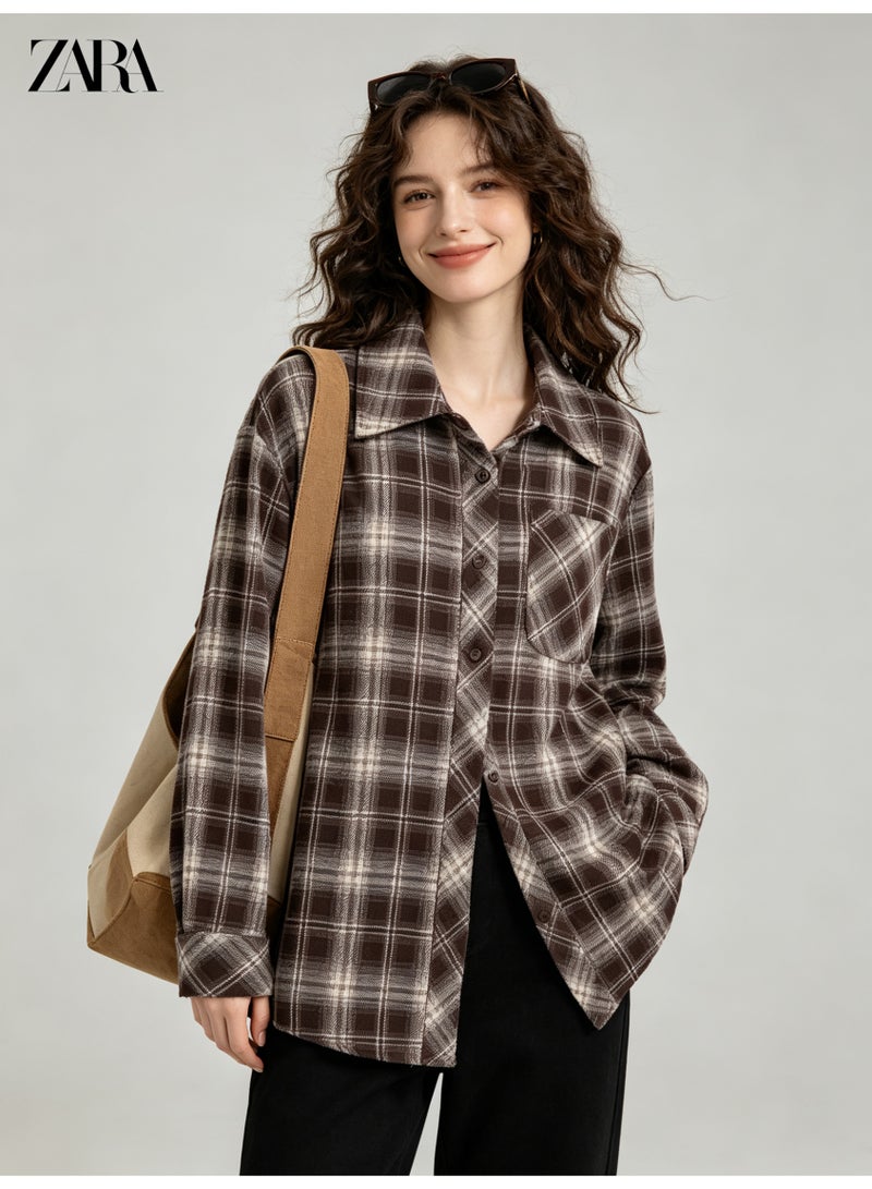 زارا Zara loose shoulder long sleeve leisure lapel pocket coat shirt - Image 1