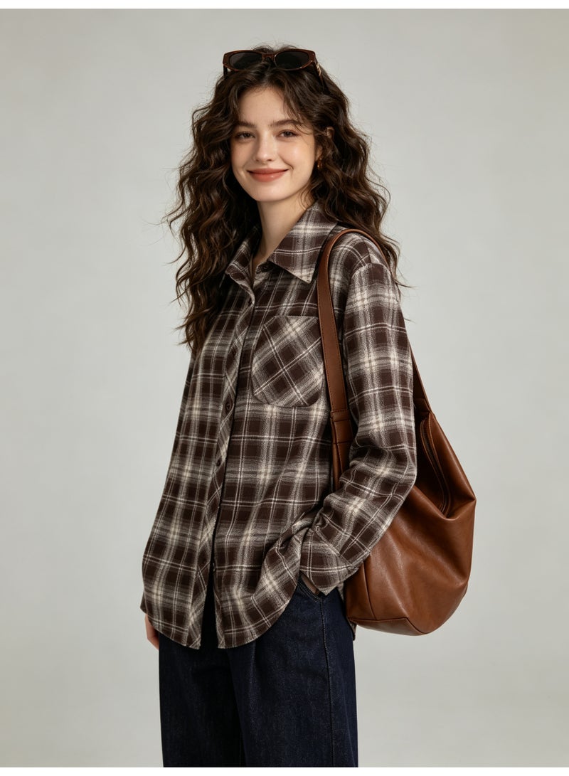 زارا Zara loose shoulder long sleeve leisure lapel pocket coat shirt - Image 5