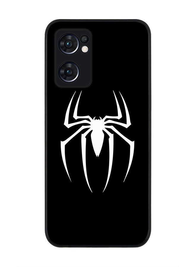 Stylizedd Rugged Black edge case for Oppo Reno7 5G  Slim fit Soft Case Flexible Rubber Edges Anti Drop TPU Gel Thin Cover - Spidermark (Black) - Image 1