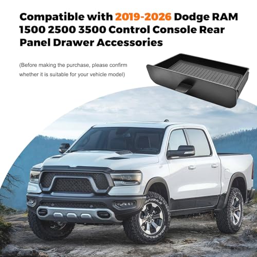 JLQP Rear Seat Storage Tray Fit for 2019-2026 Dodge Ram 1500 2500 3500 Insert Drawer Box - Easy to Install Removable Cubby Organizer Box Insert Tray (Only Fits Models with Cubby) - Image 3