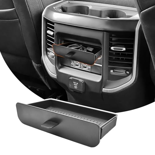 JLQP Rear Seat Storage Tray Fit for 2019-2026 Dodge Ram 1500 2500 3500 Insert Drawer Box - Easy to Install Removable Cubby Organizer Box Insert Tray (Only Fits Models with Cubby) - Image 1