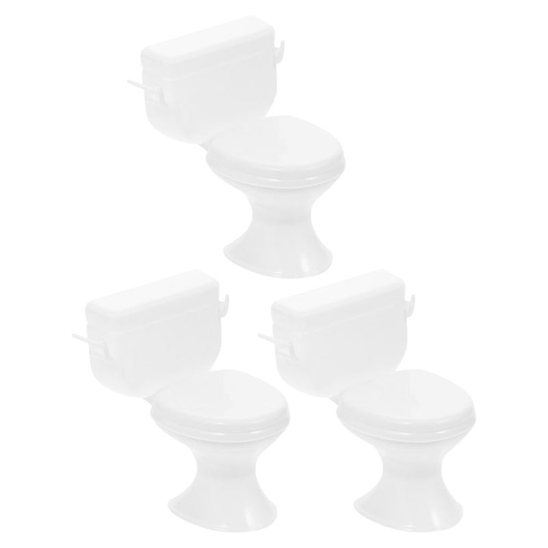 3pcs Dollhouse Decoration Miniature Furniture Accessory Mini Toilet Model Mini House Supply - Image 1