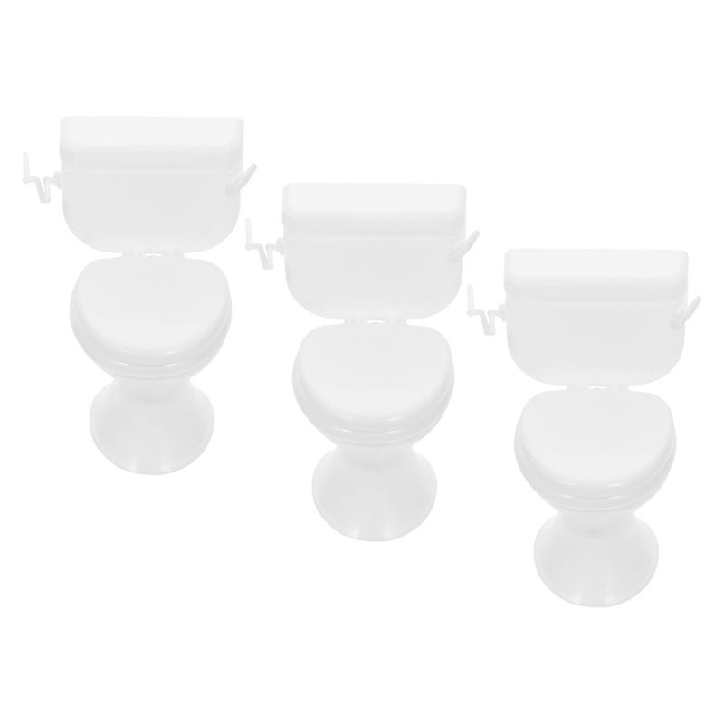 3pcs Dollhouse Decoration Miniature Furniture Accessory Mini Toilet Model Mini House Supply - Image 3