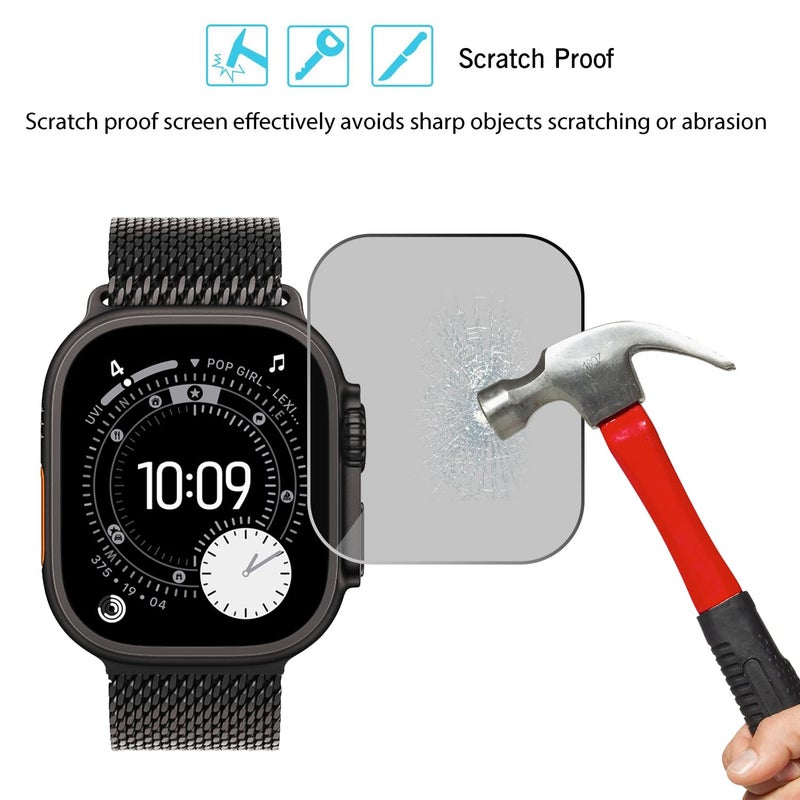Ailun for Apple Watch Ultra 3/Ultra 2/Ultra Privacy Screen Protector [49mm], Tempered Glass Film, Anti-Scratch, High Definition, Touch Sensitive[3 Pack][Black] - Image 5