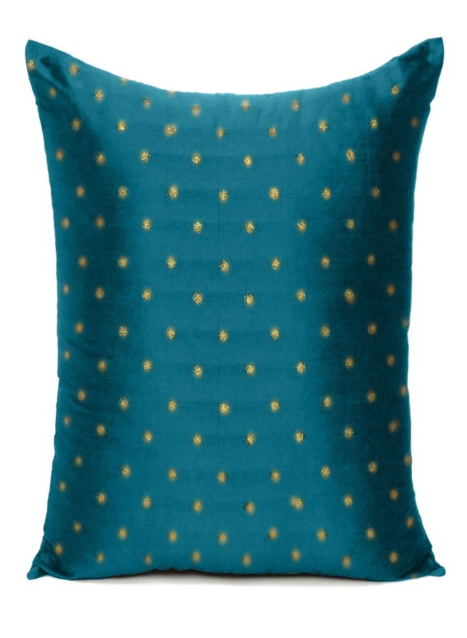 Oussum Art Silk Pillow Cover Cushion Cover Sofa Waist Throw Pillow Case Home Decor Set of 2 (16x16, Peacock Blue) - Image 2