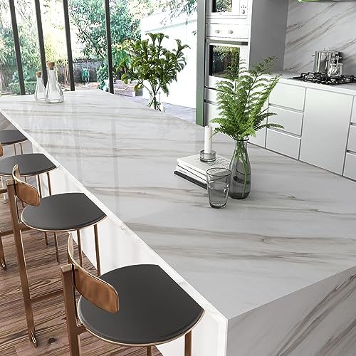 Sevalo Marble Contact Paper Peel and Stick Countertops for Kitchen Countertop Peel and Stick Waterproof Faux Marble Wallpaper Bathroom Granite Self-Adhesive Wallpaper Glossy Desk Cover 15.7inW 78.7inL - Image 4