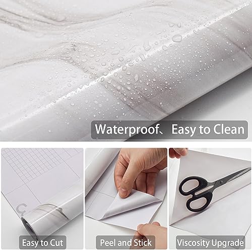 Sevalo Marble Contact Paper Peel and Stick Countertops for Kitchen Countertop Peel and Stick Waterproof Faux Marble Wallpaper Bathroom Granite Self-Adhesive Wallpaper Glossy Desk Cover 15.7inW 78.7inL - Image 3