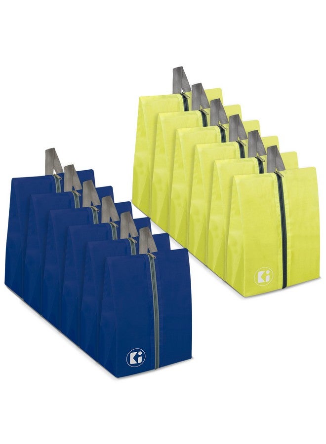 Kuber Industries Pack of 12 Travel Organizer | Shoe Cover for Travel-Adventure | Toiletry Pouch with Zipper | Travel Shoe Carrying Bag | Multipurpose Storage Organizer Bag | Yellow & Royal Blue - Image 1