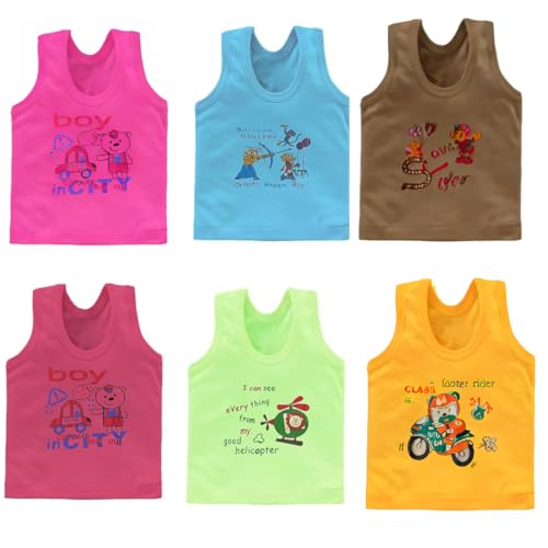 TIXY Boy's/Kids Innerwear Cotton Regular Fit Vest (Multicolor/White) - Image 1