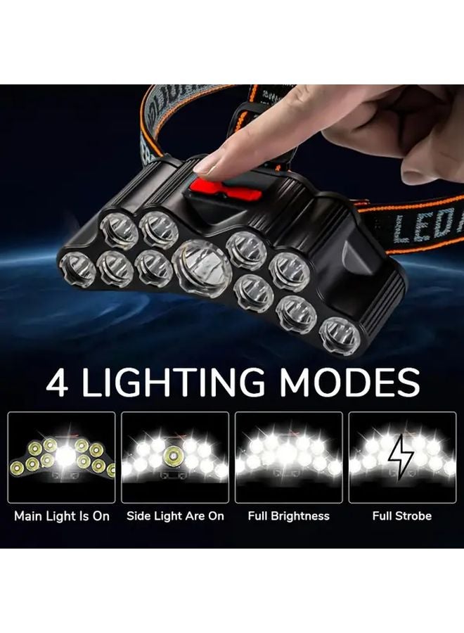 11LED USB Rechargeable Headlamp Adjustable Portable Headlight For Camping Work - Image 5