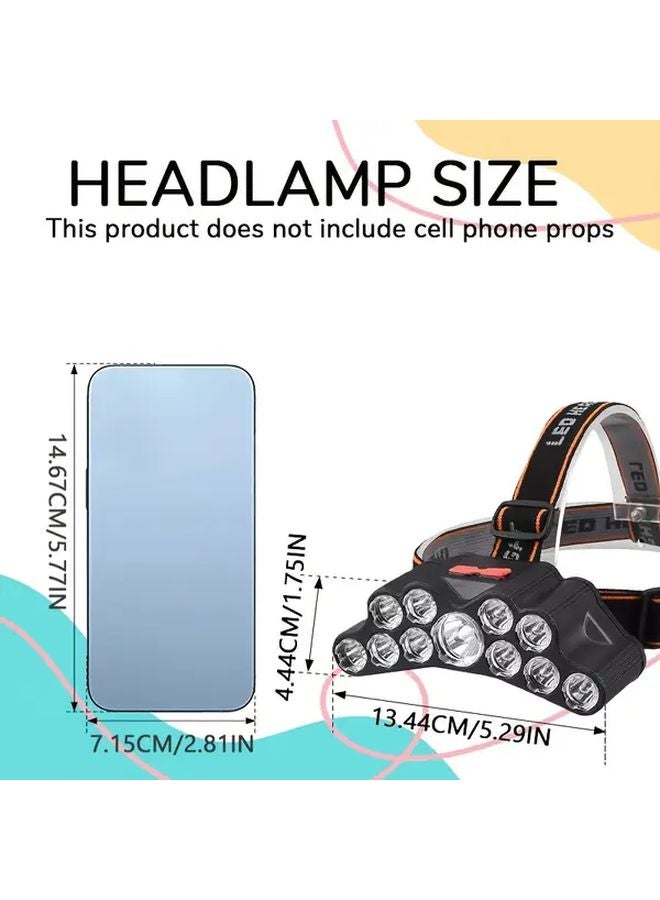 11LED USB Rechargeable Headlamp Adjustable Portable Headlight For Camping Work - Image 4