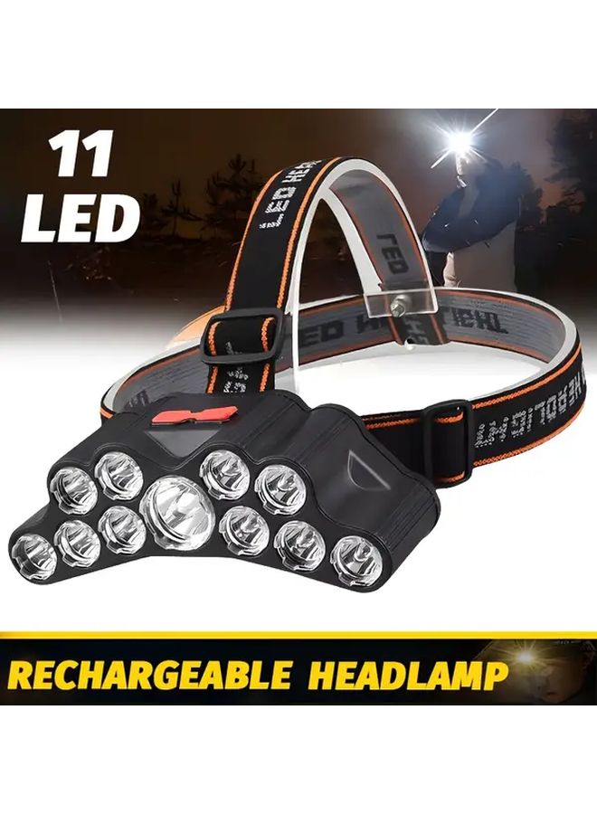 11LED USB Rechargeable Headlamp Adjustable Portable Headlight For Camping Work - Image 2