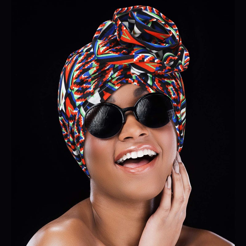SATINIOR 6 Pieces Women Turbans African Pattern Knot Headwrap Pre-Tied Bonnet for Women Girls, Multicoloured, Medium - Image 3