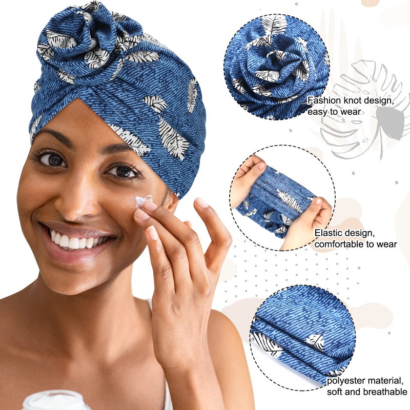 SATINIOR 6 Pieces Women Turbans African Pattern Knot Headwrap Pre-Tied Bonnet for Women Girls, Multicoloured, Medium - Image 2