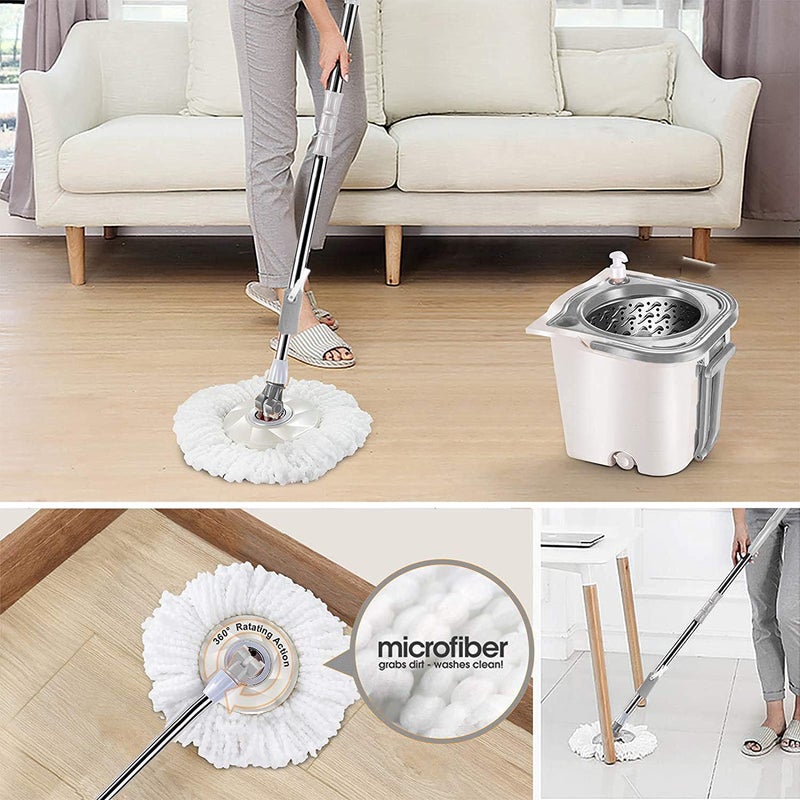 V-MOP VMOP Premium White Steel Twin Double Bucket Wheel Mop 6 Months Warranty on Rod Set - Image 5