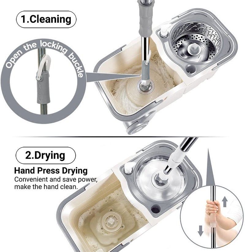 V-MOP VMOP Premium White Steel Twin Double Bucket Wheel Mop 6 Months Warranty on Rod Set - Image 3