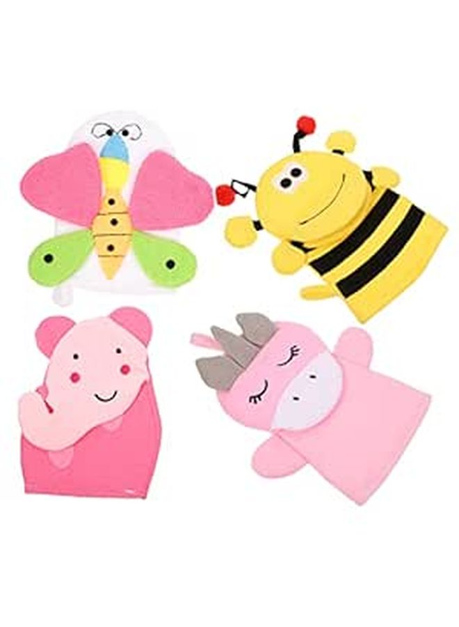 4Pcs Adorable Animal Bath Gloves Exfoliating Bathing Mitts For Newborn Baby - Image 1