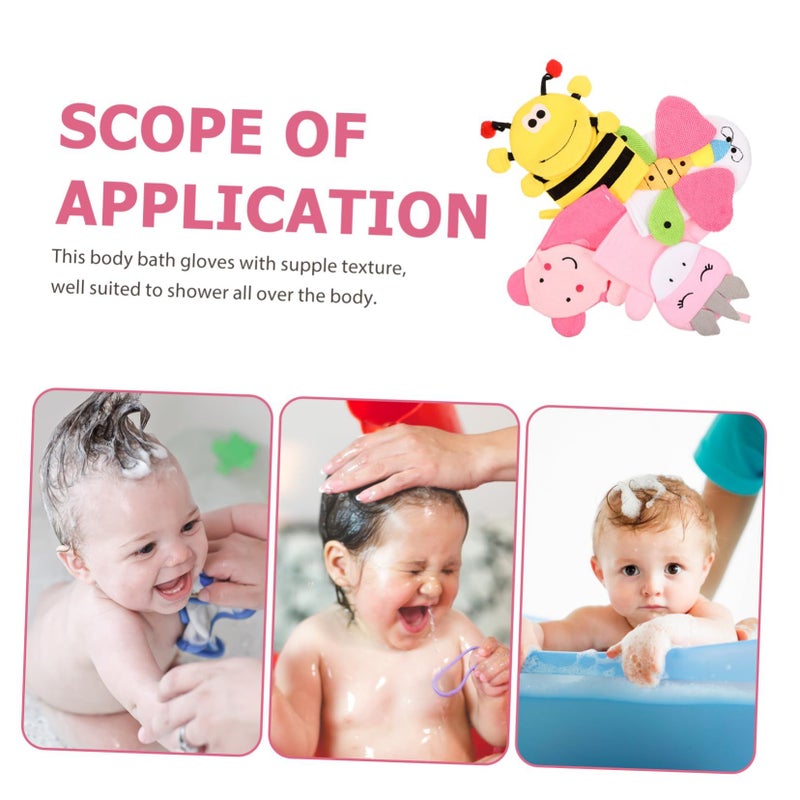 4Pcs Adorable Animal Bath Gloves Exfoliating Bathing Mitts For Newborn Baby - Image 5