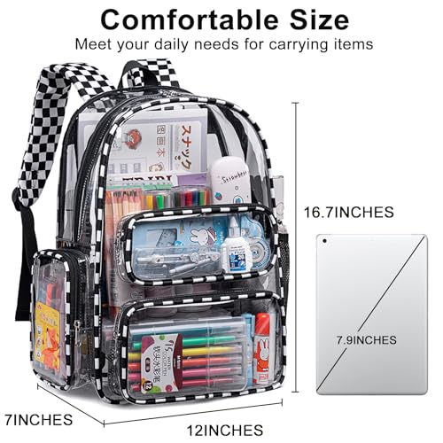 BTOOP Clear Backpack Heavy Duty Transparent Backpack 17 See Through Bookbag for College Work Festival Security with Padded Strap Large Capacity - Image 3