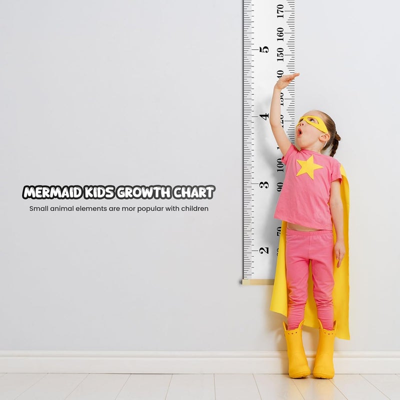 Outivity Kids Growth Chart Wall Hanging Baby Height Growth Chart Height Chart for Kids Removable Wall Decor for Kids Canvas Ruler Kids Measuring Chart for Wall Accurate Measurement Child Growth Chart (White) - Image 3