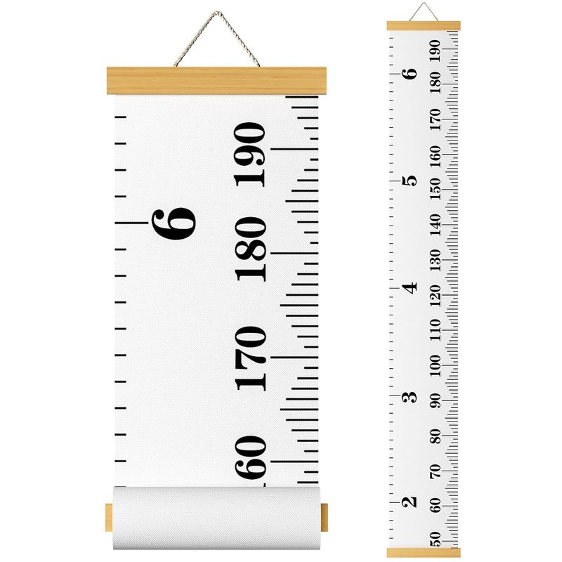 Outivity Kids Growth Chart Wall Hanging Baby Height Growth Chart Height Chart for Kids Removable Wall Decor for Kids Canvas Ruler Kids Measuring Chart for Wall Accurate Measurement Child Growth Chart (White) - Image 1