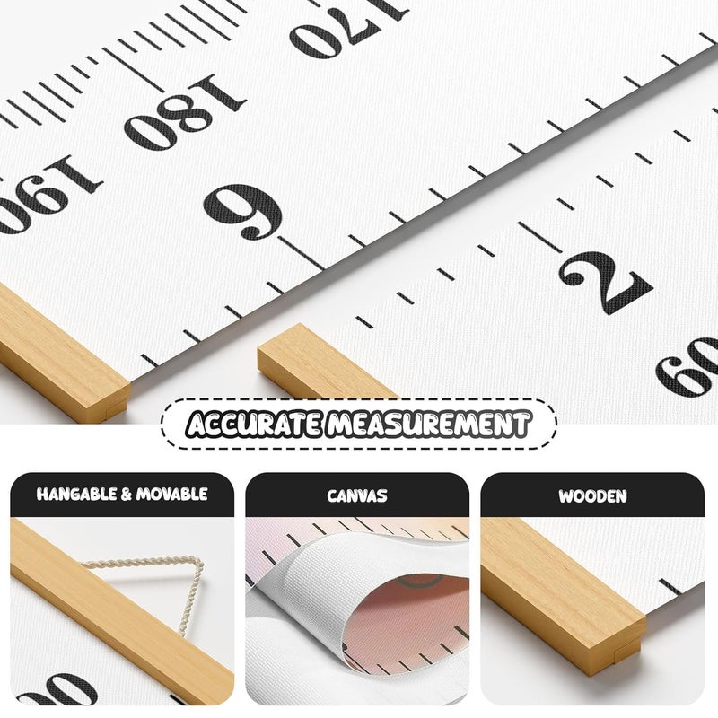 Outivity Kids Growth Chart Wall Hanging Baby Height Growth Chart Height Chart for Kids Removable Wall Decor for Kids Canvas Ruler Kids Measuring Chart for Wall Accurate Measurement Child Growth Chart (White) - Image 2