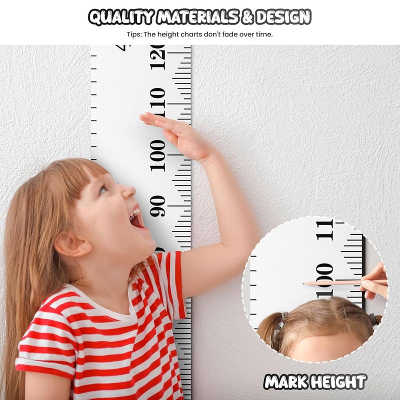 Outivity Kids Growth Chart Wall Hanging Baby Height Growth Chart Height Chart for Kids Removable Wall Decor for Kids Canvas Ruler Kids Measuring Chart for Wall Accurate Measurement Child Growth Chart (White) - Image 5