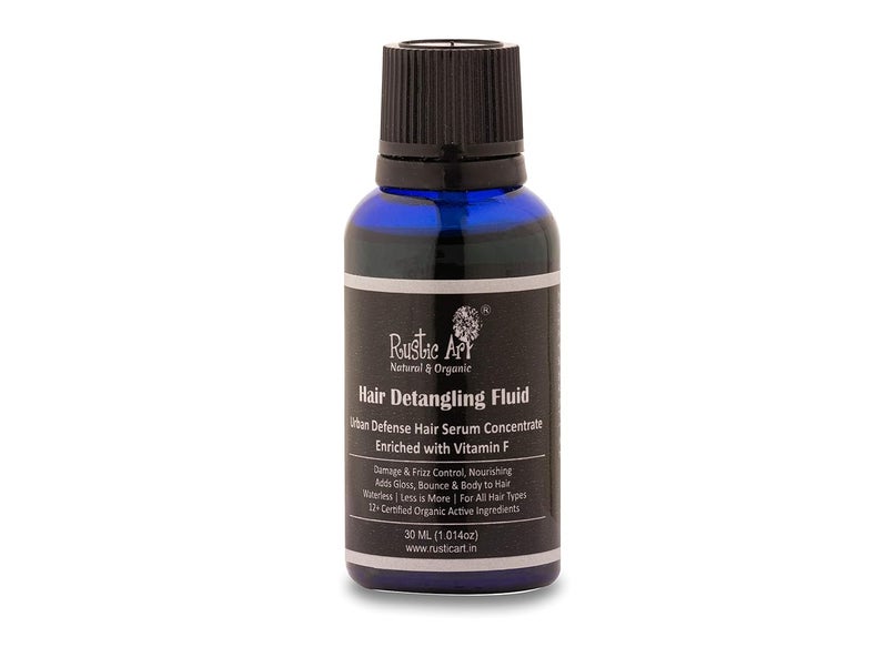 Rustic Art Organic Hair Detangling Fluid with Amala Hibuscus Urban Defense Hair Serum Concentrate Daily Use Suitable for Curly Hair For Women Men 30 ml - Image 1