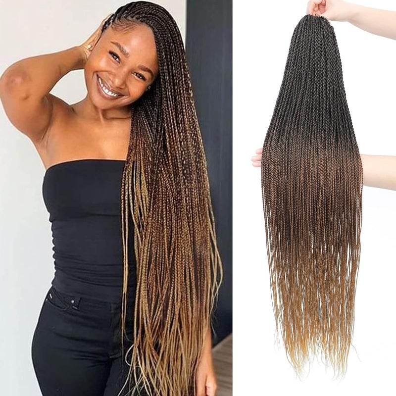 NAYOO Ombre Crochet Hair Senegalese Twist, 34 Inch 8 Packs Small Crochet Hair for Black Women, 35 Strands/Pack Long Braids Crochet Hair, Twist Crochet Hair Hot Water Setting (34 Inch, 1B/30/27) - Image 1